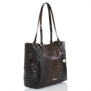 Black Women's Brahmin April Tote Bags | 9067RTKIB