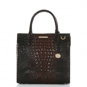 Black Women's Brahmin Caroline Satchel Bags | 6502IGUML