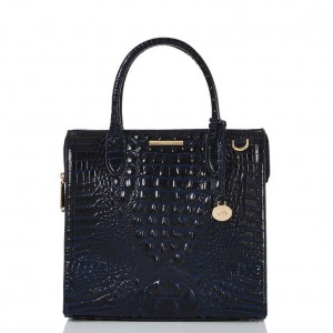 Black Women's Brahmin Caroline Satchel Bags | 7258JWXLM