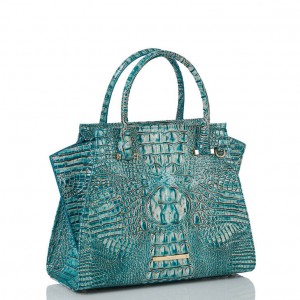 Blue Women's Brahmin Priscilla Satchel Bags | 6704MAFQN