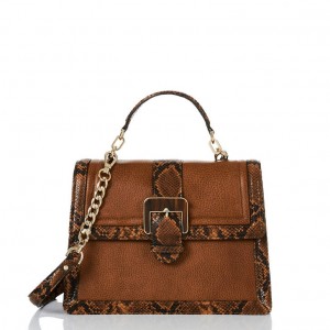 Brown Women's Brahmin Hallie Satchel Bags | 0435GKDLR