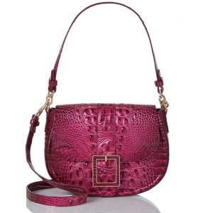 Burgundy Women's Brahmin Cynthia Shoulder Bags | 2079YMOLH