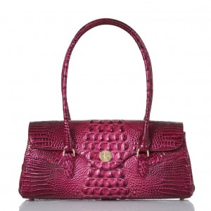 Burgundy Women's Brahmin Dayan Satchel Bags | 2061ZOFCR