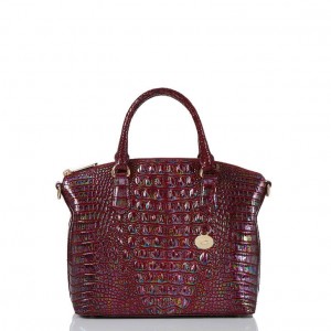 Burgundy Women's Brahmin Duxbury Satchel Bags | 7046NHIQC