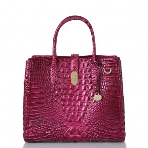 Burgundy Women's Brahmin Nakita Satchel Bags | 8923UOIDY