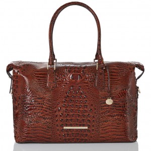 Chocolate Women's Brahmin Duxbury Weekender Travel Bags | 4675KVIPX