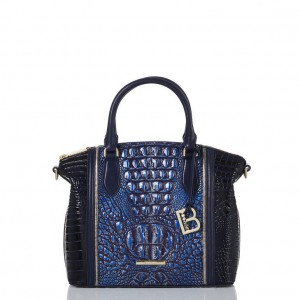 Navy Women's Brahmin Duxbury Satchel Bags | 6028SZFPX