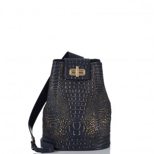 Navy Women's Brahmin Maddie Bucket Bags | 6259VDFYT