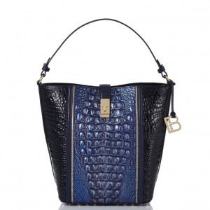 Navy Women's Brahmin Shira Bucket Bags | 5984NHIVL