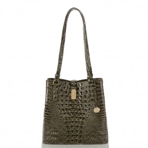 Olive Women's Brahmin Fiora Bucket Bags | 8037DLPNB