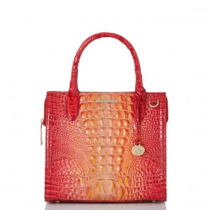 Orange Women's Brahmin Small Caroline Satchel Bags | 7986DKRFO