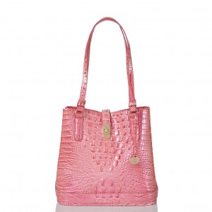 Pink Women's Brahmin Fiora Bucket Bags | 8094IWVKG