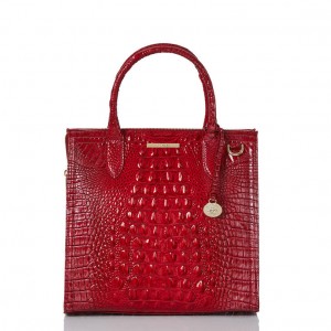 Red Women's Brahmin Caroline Satchel Bags | 4578KLONX