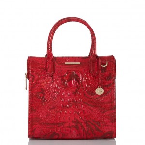 Red Women's Brahmin Caroline Satchel Bags | 0157KYWRL