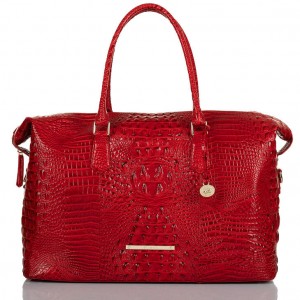 Red Women's Brahmin Duxbury Weekender Travel Bags | 7014PNDUG