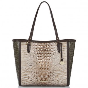 Silver Women's Brahmin April Tote Bags | 6302OWQNL