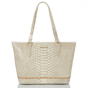 White Women's Brahmin Medium Asher Tote Bags | 6205MXDET