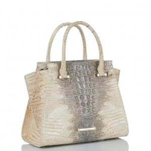 White Women's Brahmin Priscilla Satchel Bags | 1859WMYLB