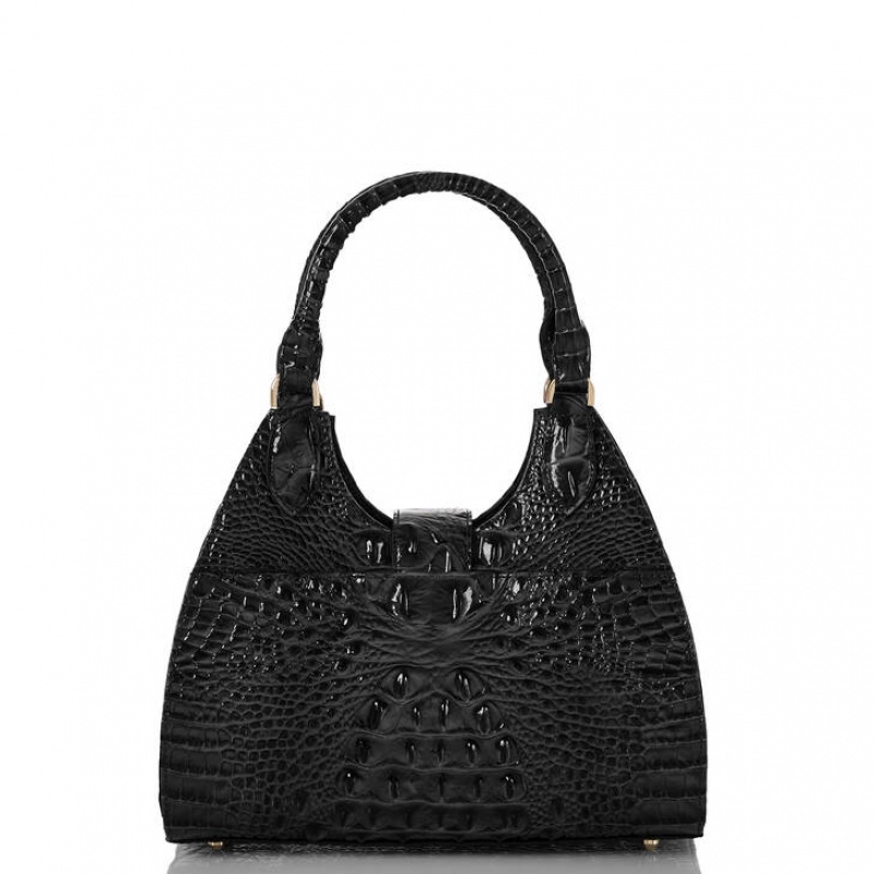 Black Women's Brahmin Adrian Satchel Bags | 2503TKFVX