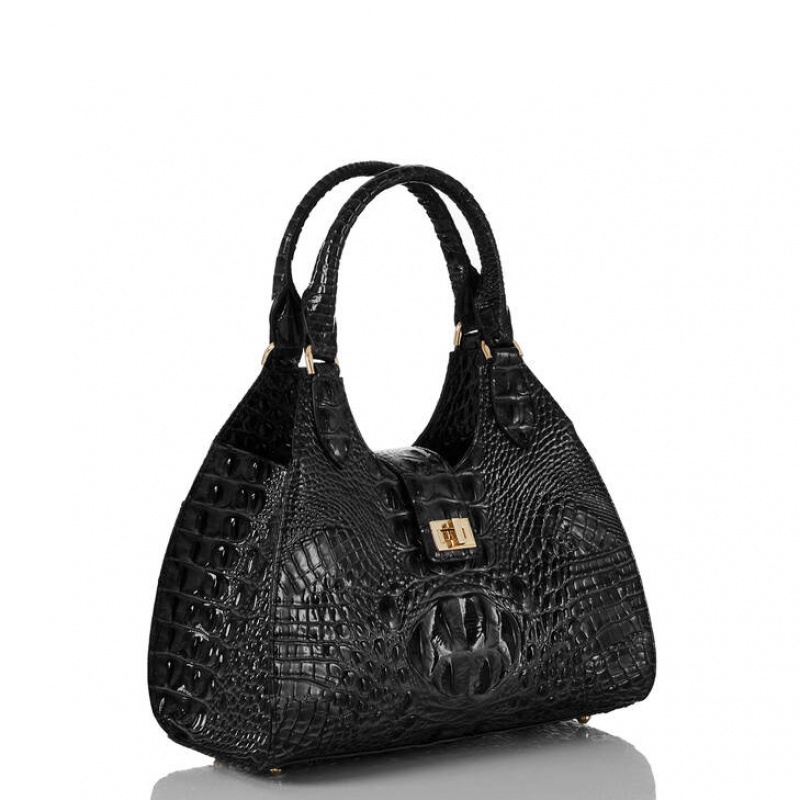 Black Women\'s Brahmin Adrian Satchel Bags | 2503TKFVX