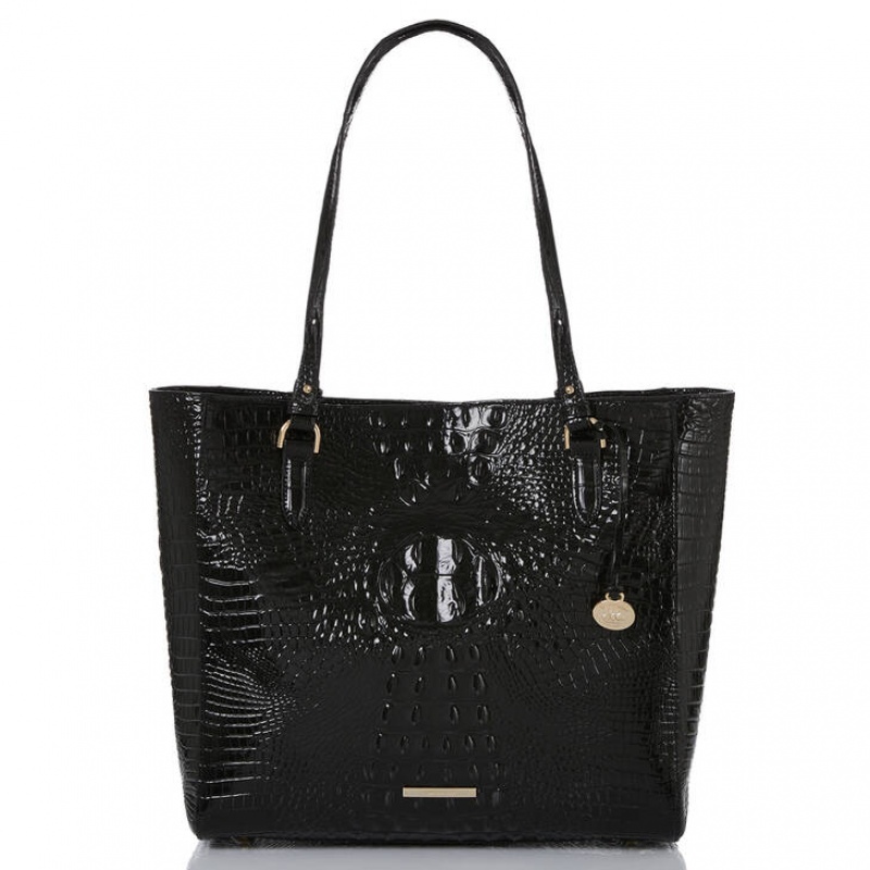 Black Women\'s Brahmin April Tote Bags | 7831EAPJU