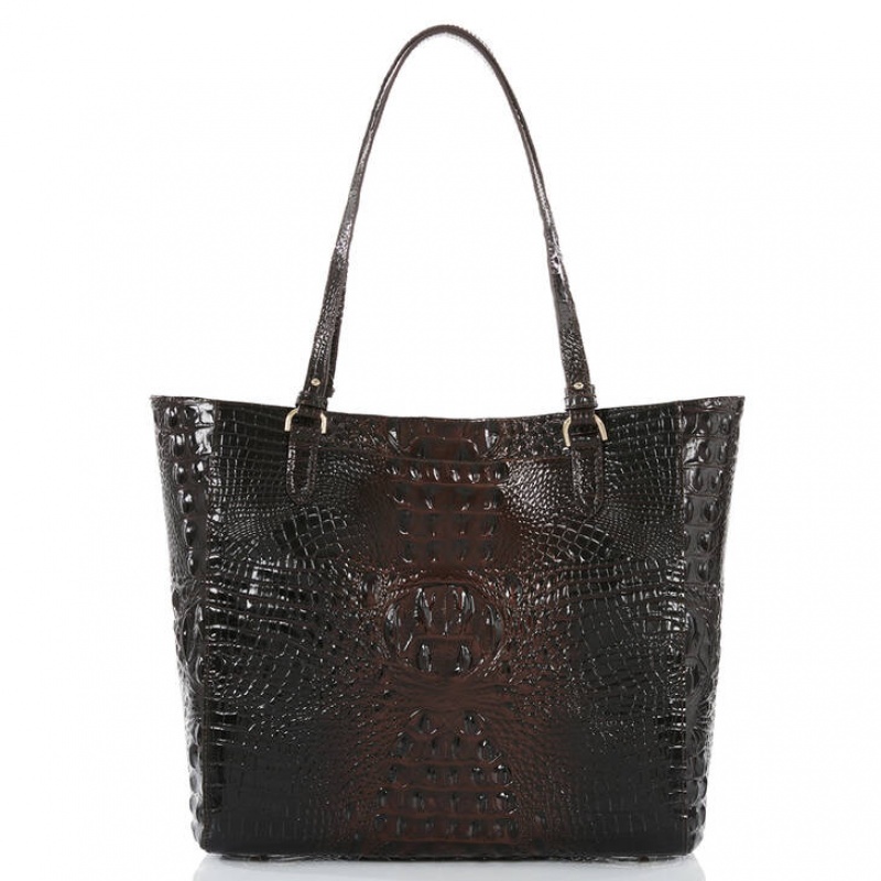 Black Women's Brahmin April Tote Bags | 9067RTKIB