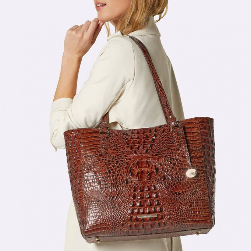 Black Women's Brahmin April Tote Bags | 9067RTKIB