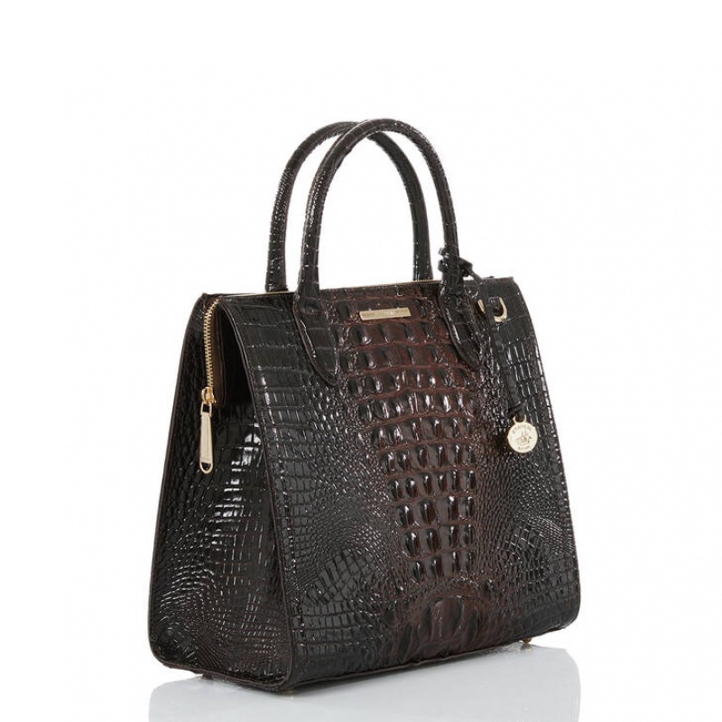 Black Women's Brahmin Caroline Satchel Bags | 6502IGUML