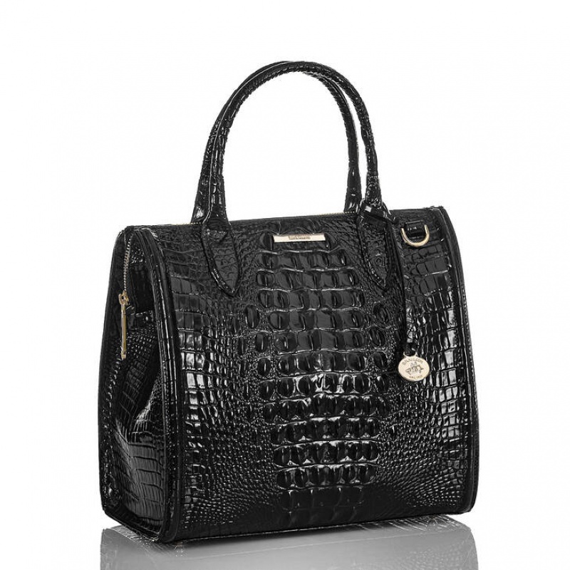 Black Women's Brahmin Caroline Satchel Bags | 6341HXPDY