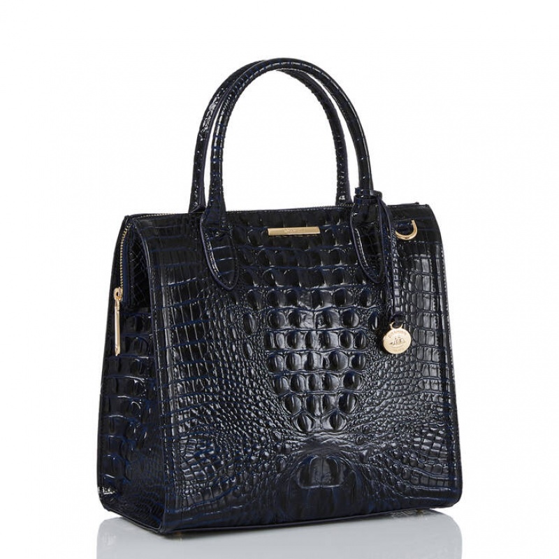 Black Women's Brahmin Caroline Satchel Bags | 7258JWXLM