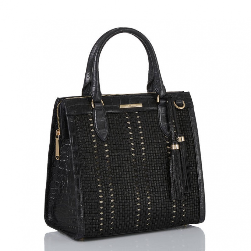 Black Women's Brahmin Caroline Satchel Bags | 0346OUTAY