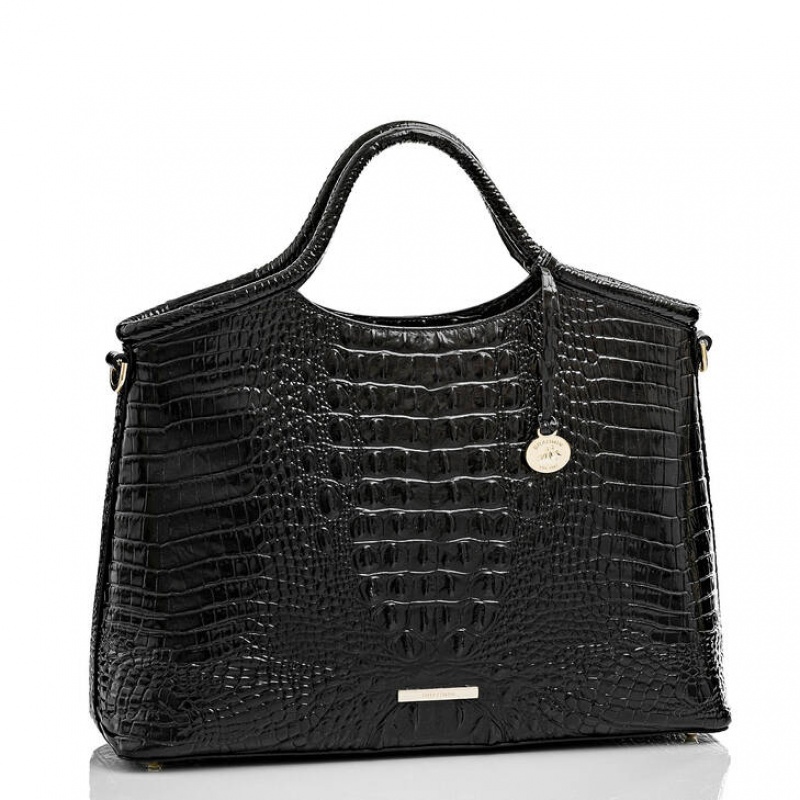 Black Women's Brahmin Elaine Satchel Bags | 9375ZFCAH