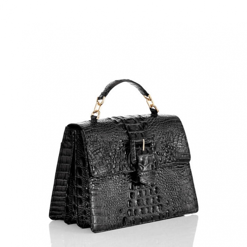 Black Women's Brahmin Hallie Satchel Bags | 2605SARGT