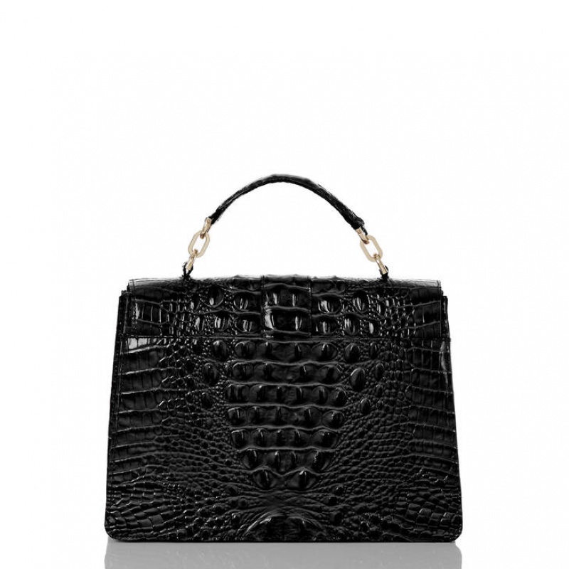 Black Women's Brahmin Hallie Satchel Bags | 2605SARGT