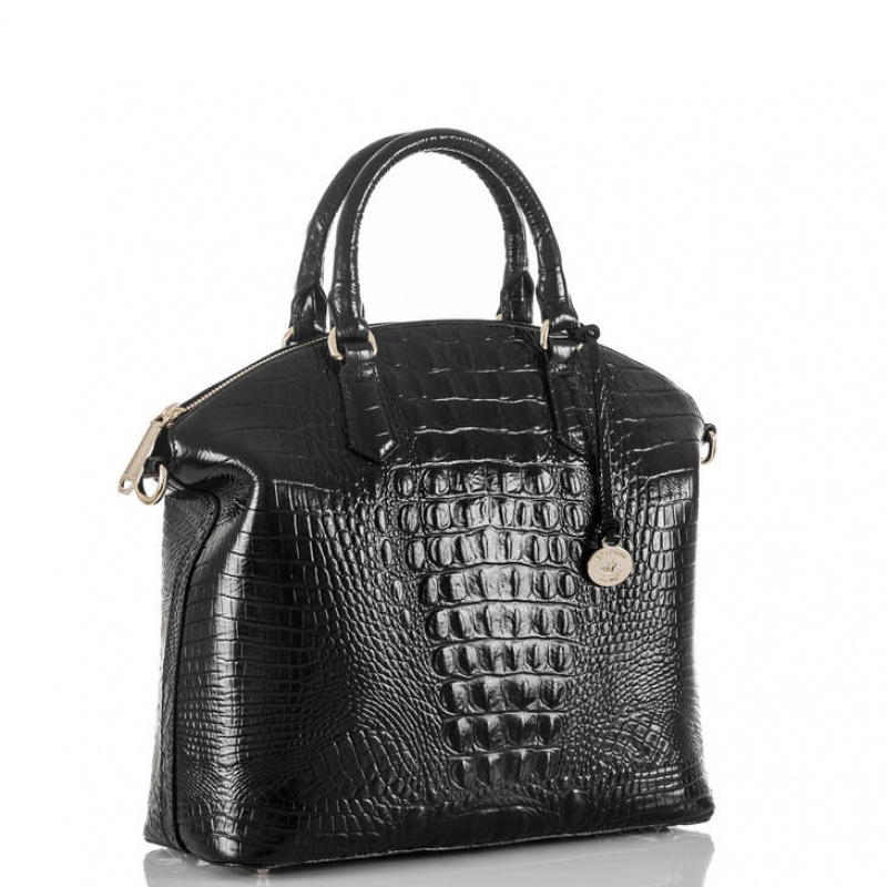 Black Women's Brahmin Large Duxbury Satchel Bags | 7521HNFUM