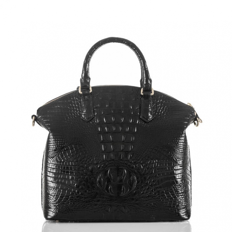 Black Women's Brahmin Large Duxbury Satchel Bags | 7521HNFUM