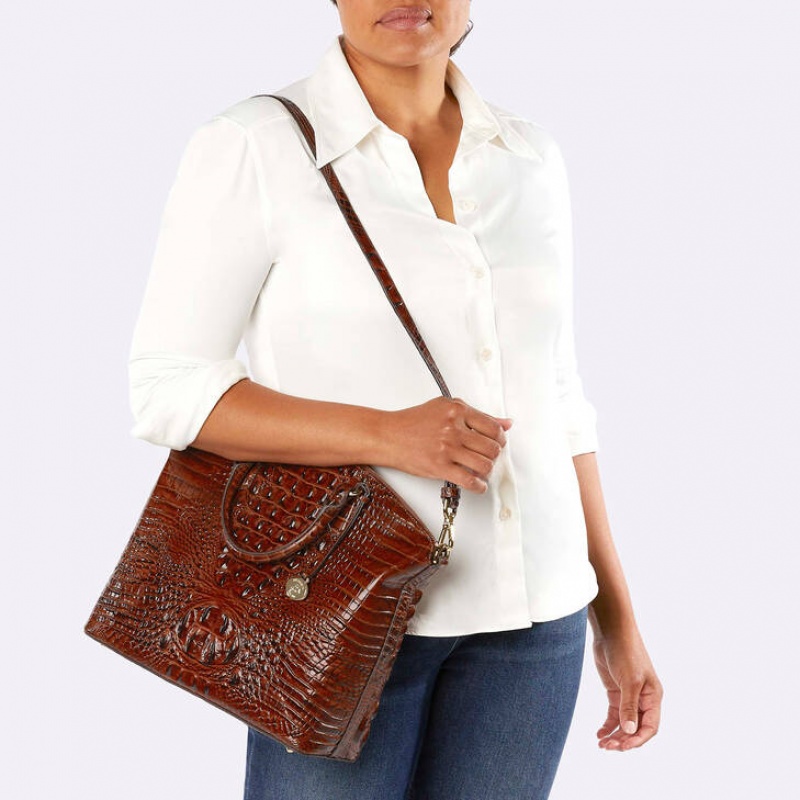 Black Women's Brahmin Large Duxbury Satchel Bags | 7521HNFUM