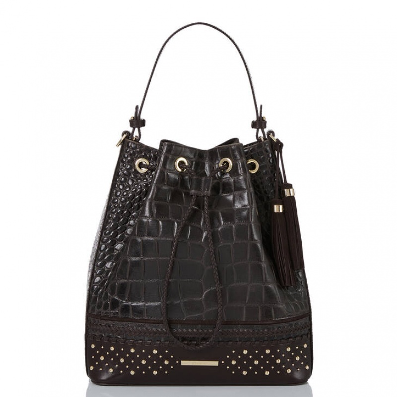 Black Women\'s Brahmin Marlowe Bucket Bags | 4523FBSWC