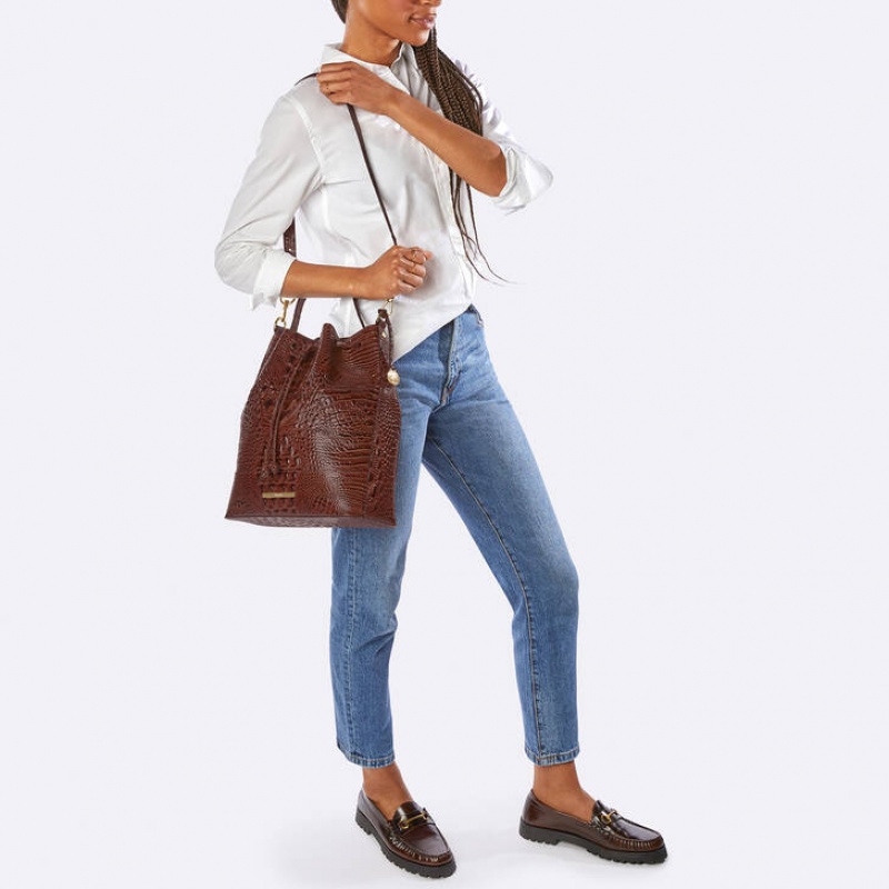 Black Women's Brahmin Marlowe Bucket Bags | 4097QOSCP