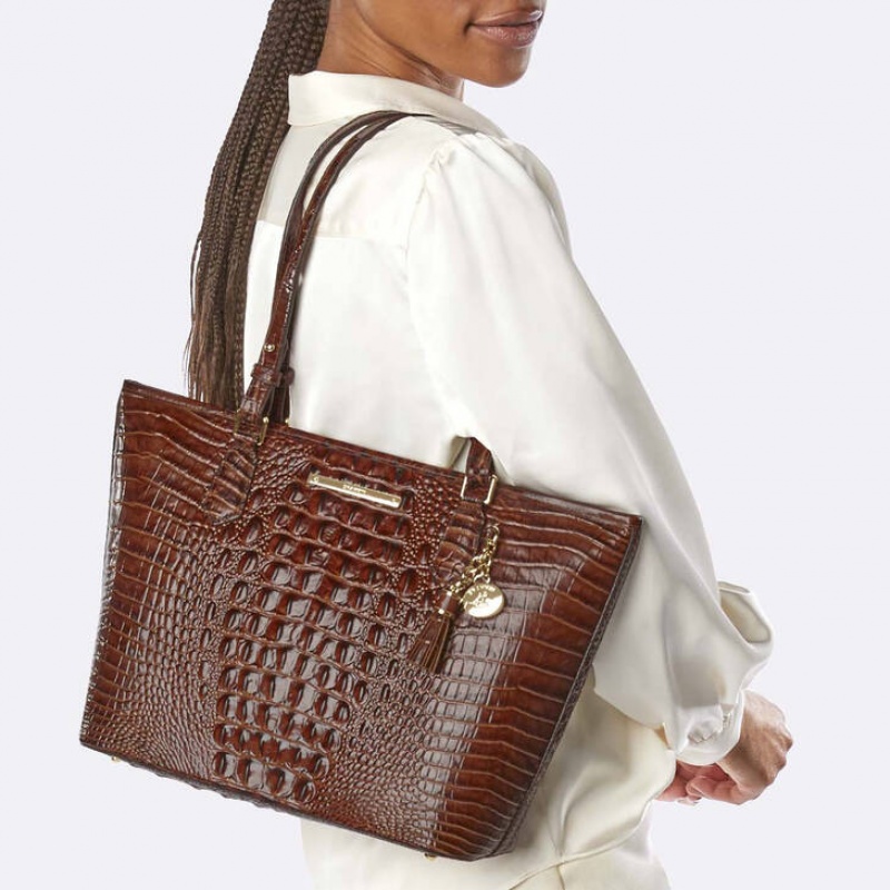 Black Women's Brahmin Medium Asher Tote Bags | 1640MWVUS