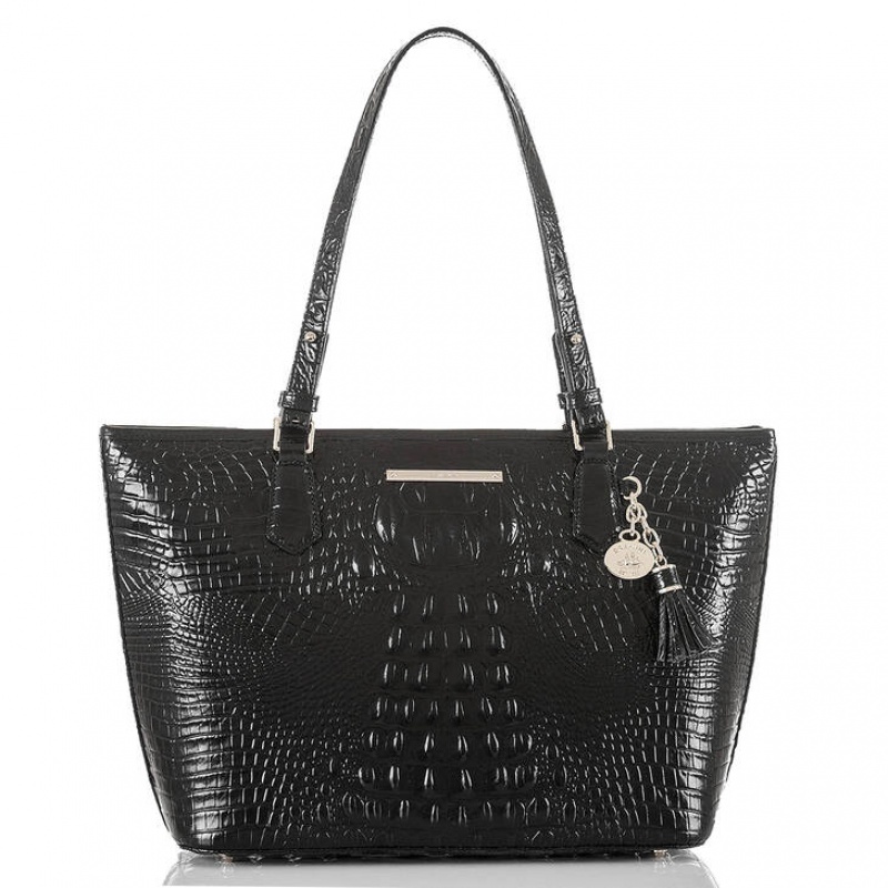 Black Women\'s Brahmin Medium Asher Tote Bags | 1640MWVUS