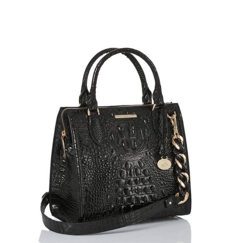 Black Women\'s Brahmin Mod Small Caroline Satchel Bags | 8540CQHJN