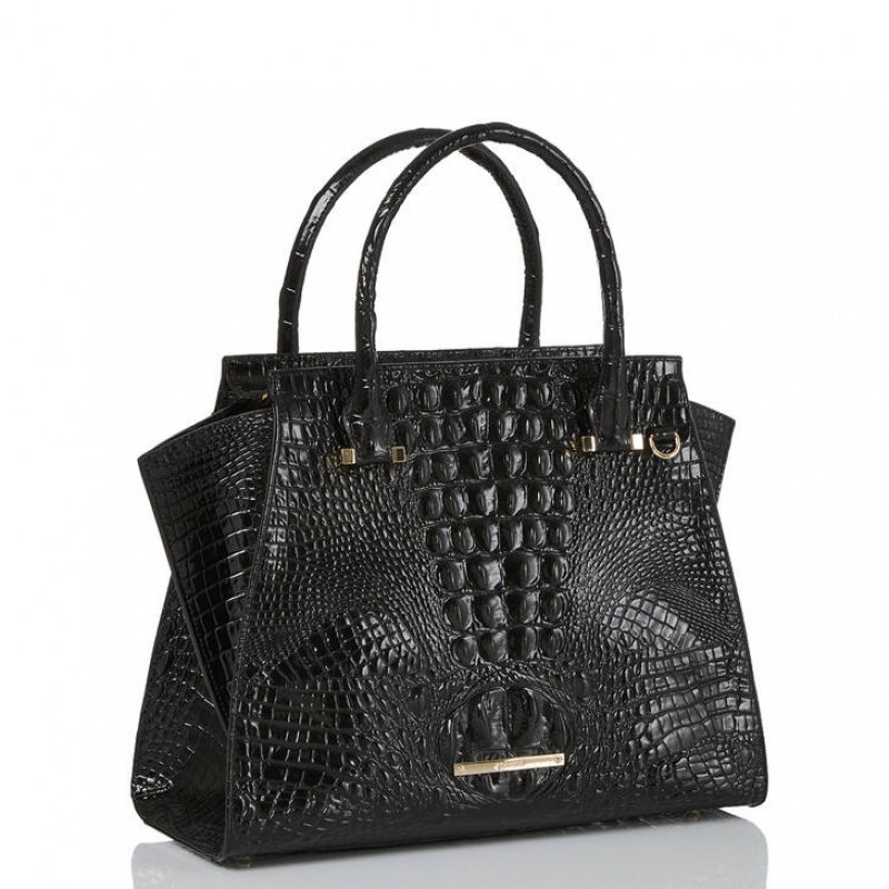 Black Women\'s Brahmin Priscilla Satchel Bags | 7893KMICF