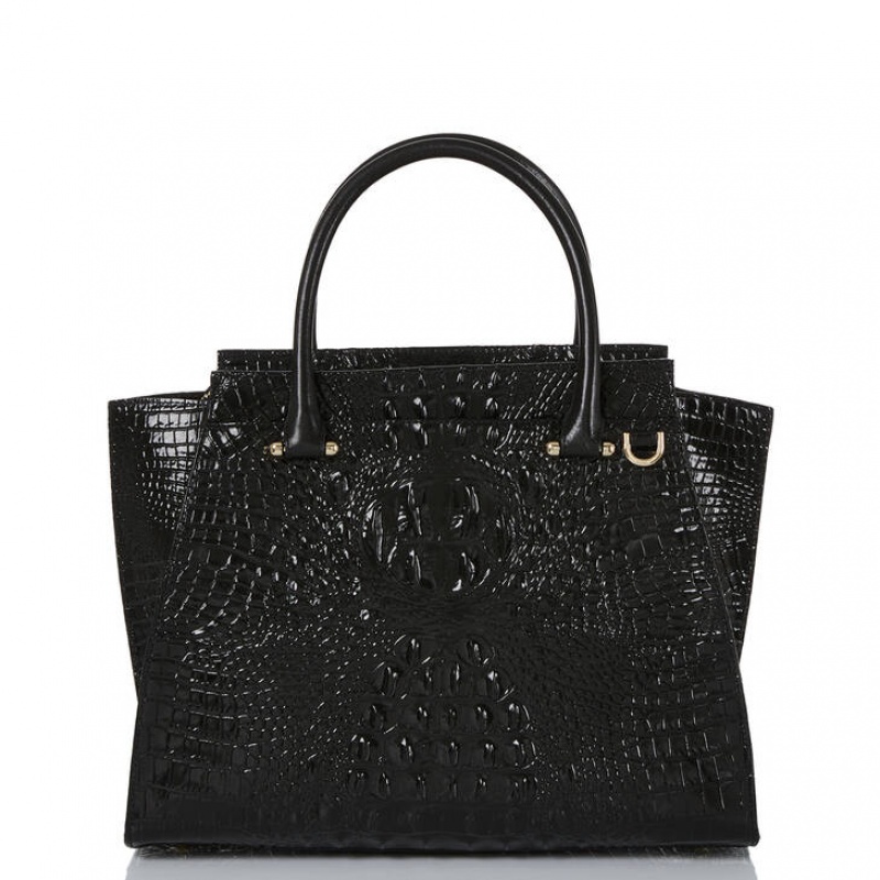 Black Women's Brahmin Priscilla Satchel Bags | 1694BTCVI