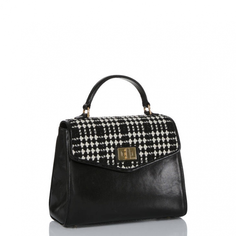 Black Women's Brahmin Rene Satchel Bags | 6952ZRGVW