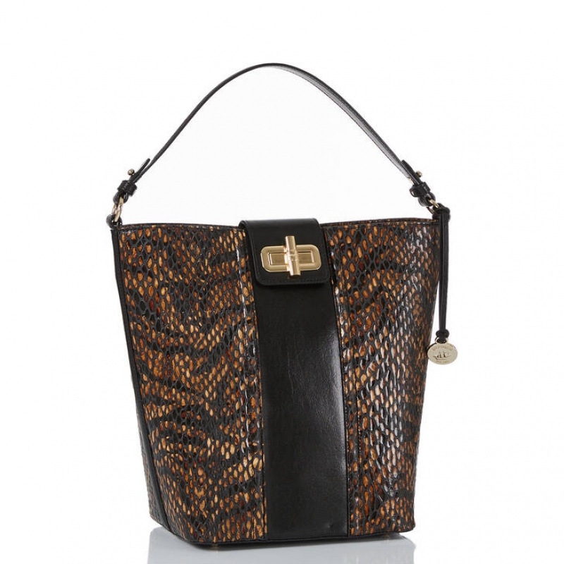 Black Women's Brahmin Shira Bucket Bags | 6729NHBJW