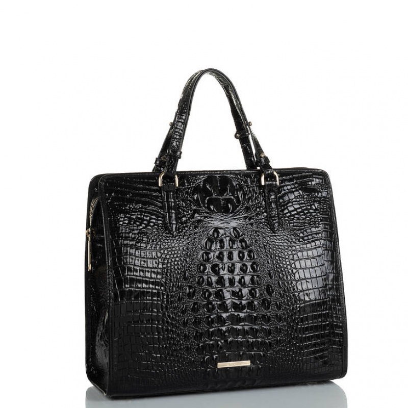 Black Women's Brahmin Tia Tote Bags | 4618GUTOJ