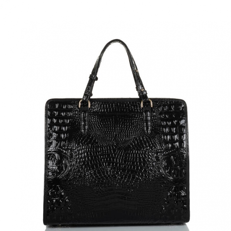 Black Women's Brahmin Tia Tote Bags | 4618GUTOJ