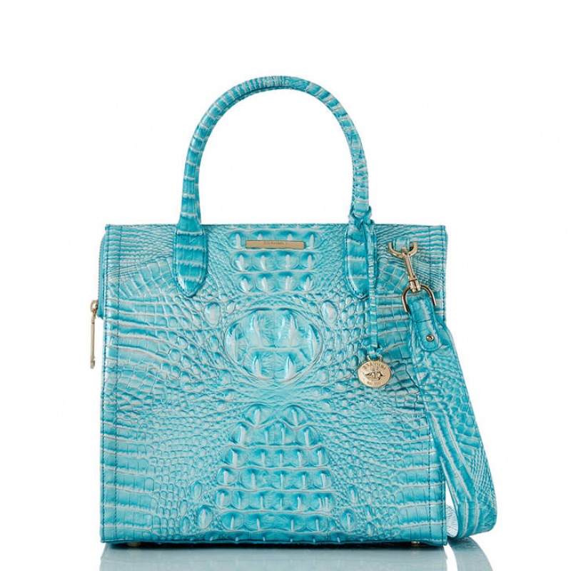 Blue Women's Brahmin Caroline Satchel Bags | 5297OGQBY