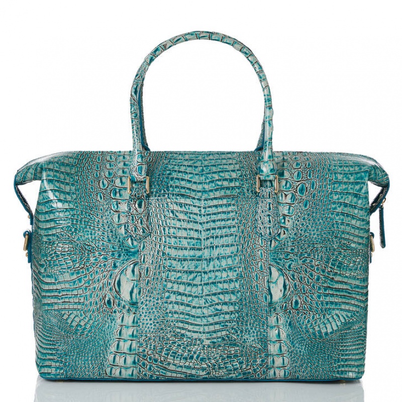 Blue Women's Brahmin Duxbury Weekender Travel Bags | 1096VQHAK